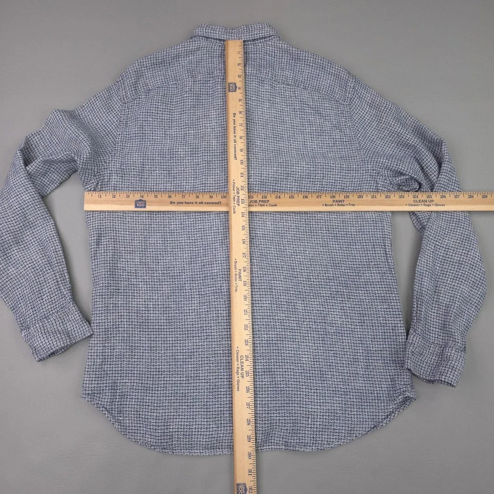 Banana Republic Shirt Mens Large Blue Camden Fit Linen Long Sleeve Button Down